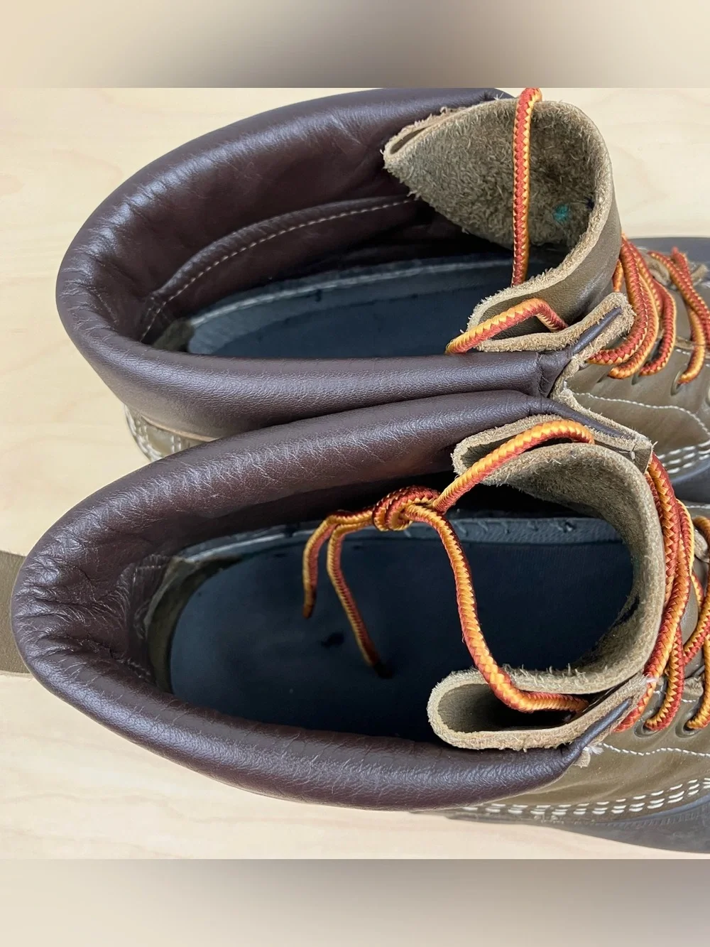 L.L. Bean Men’s Size 11.0 M Unlined 7” Duck Boots Olive Green Leather Lace Up